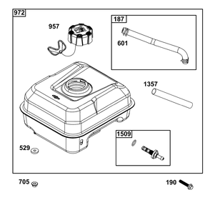 Fuel Supply Goup Diagram and Parts List for 83132-2215-F1  Briggs and Stratton Engine